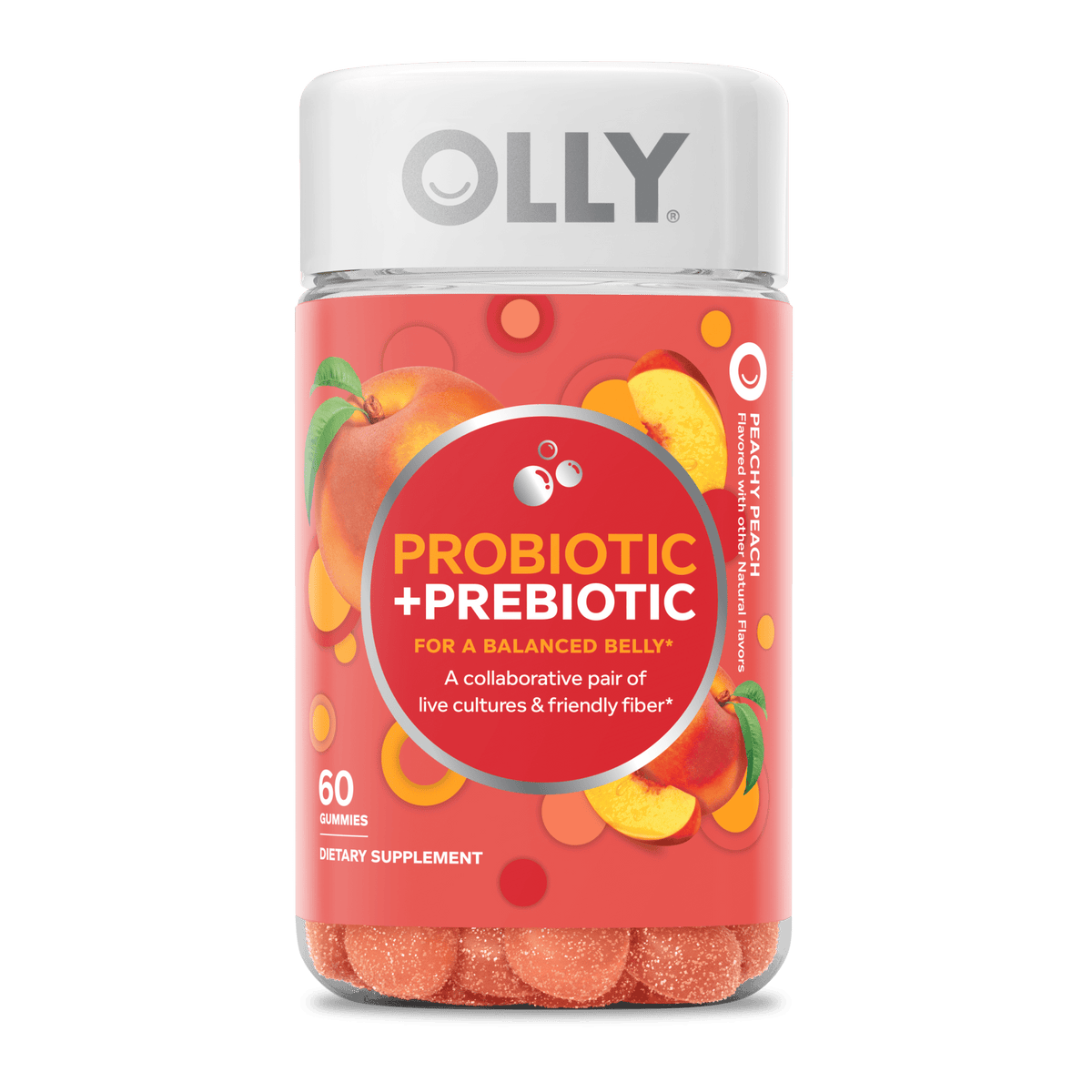 Olly Gomitas Probióticas y Prebióticas Sabor Durazno 70 pzas