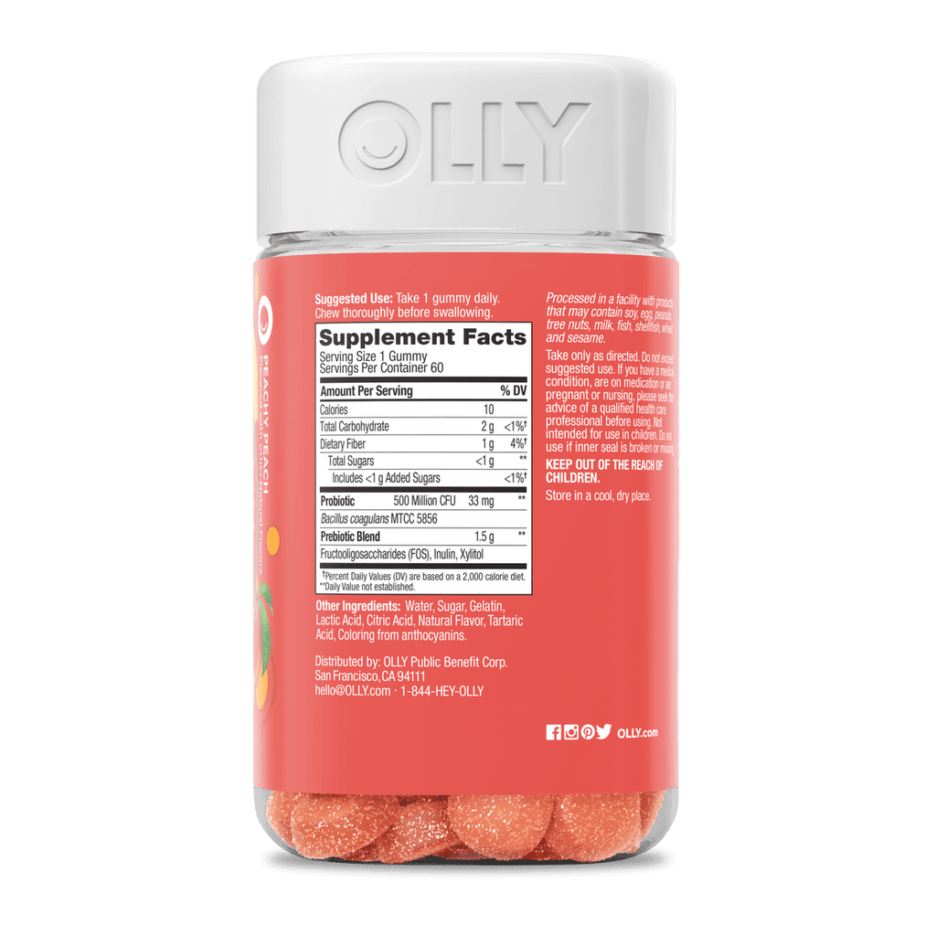 Olly Gomitas Probióticas y Prebióticas Sabor Durazno 70 pzas
